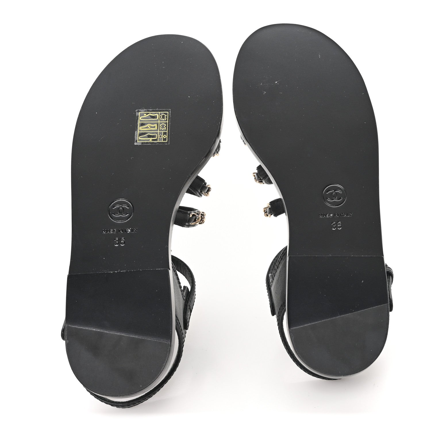 Chanel Calfskin Multi Chain CC Sandals 37 Black 36 Black 6 of 10