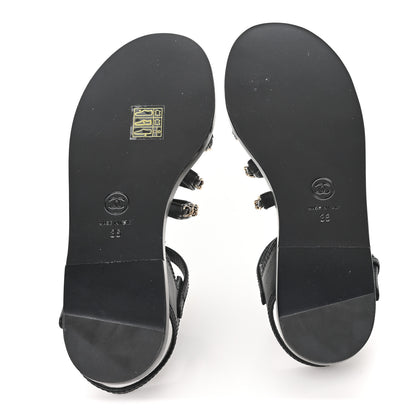 Chanel Calfskin Multi Chain CC Sandals 37 Black 36 Black 6 of 10
