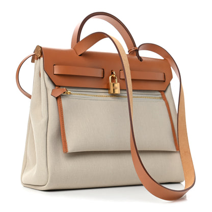 Hermes Vache Hunter Toile Herbag Zip 31 PM Trench Gold 2 of 4