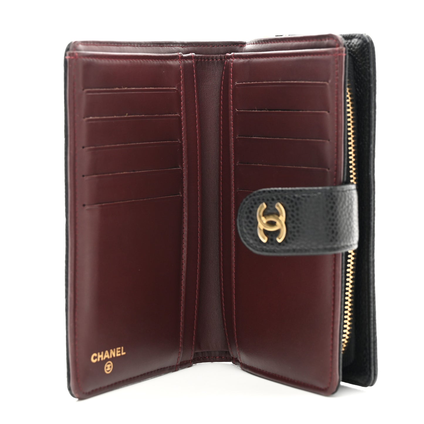 Caviar Quilted Zipped Pocket Wallet Black