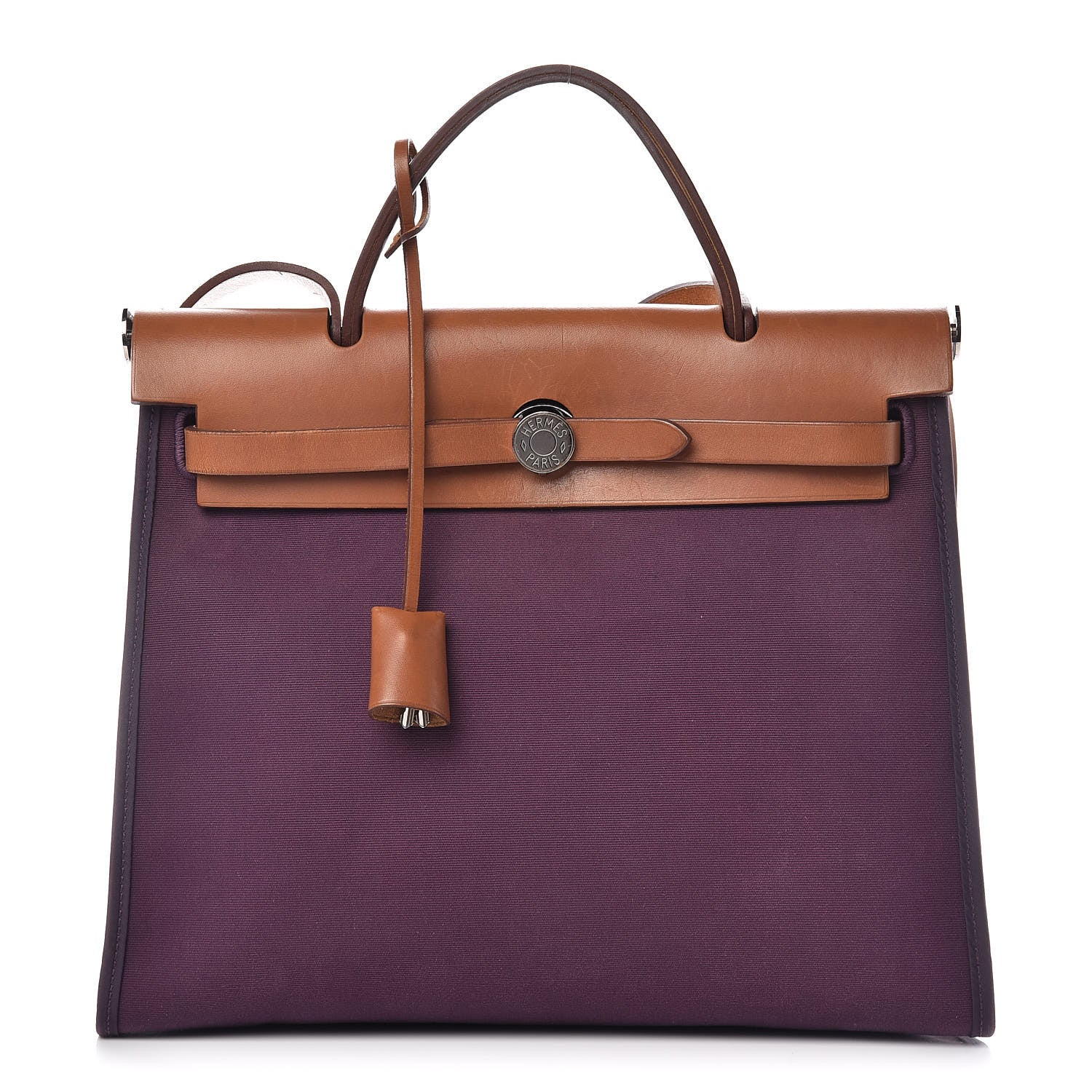 Hermes Vache Hunter Toile Herbag Zip 31 PM Fauve Cassis 1 of 15