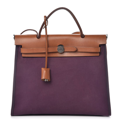 Hermes Vache Hunter Toile Herbag Zip 31 PM Fauve Cassis 1 of 15