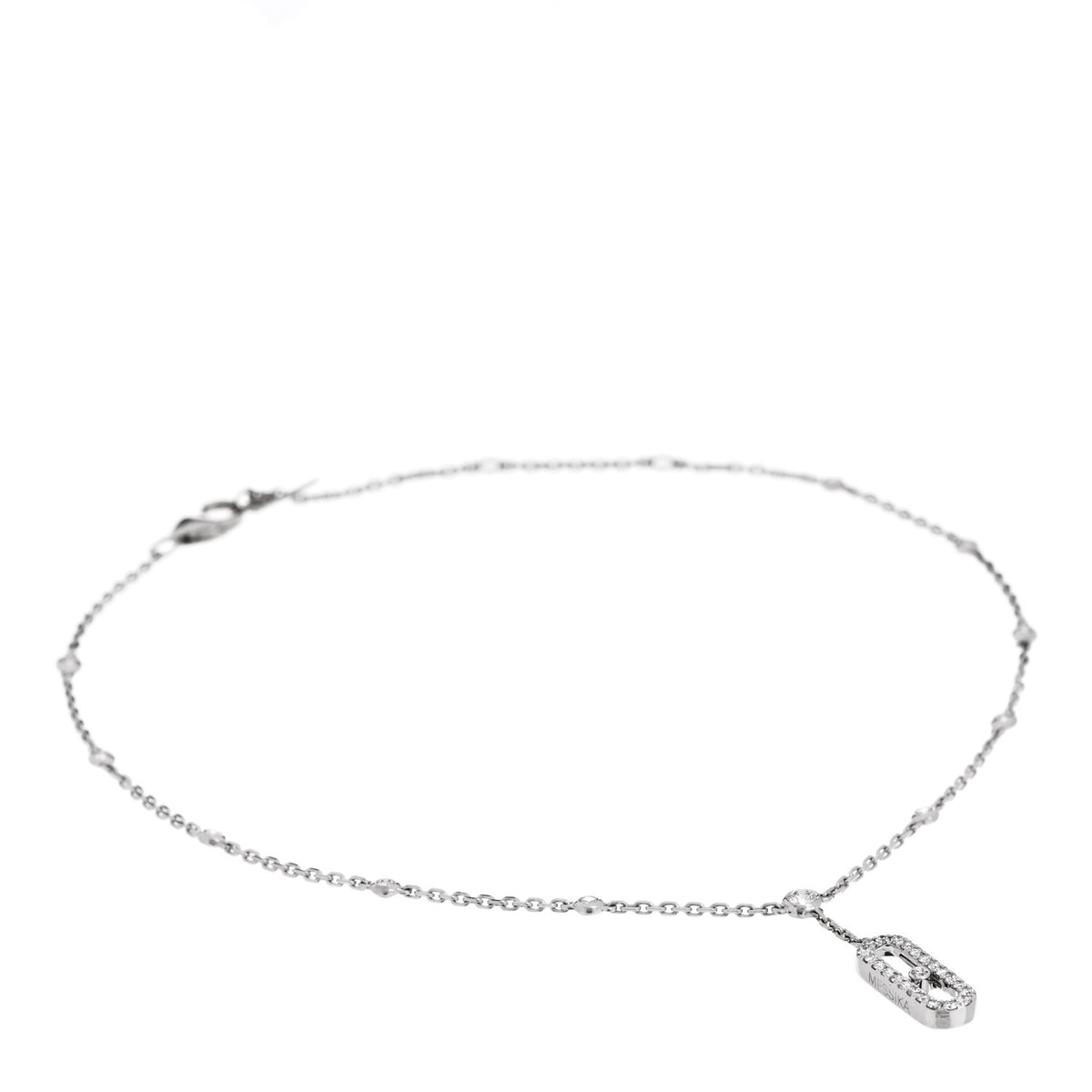 18K White Gold Diamond Move Uno Pave Anklet