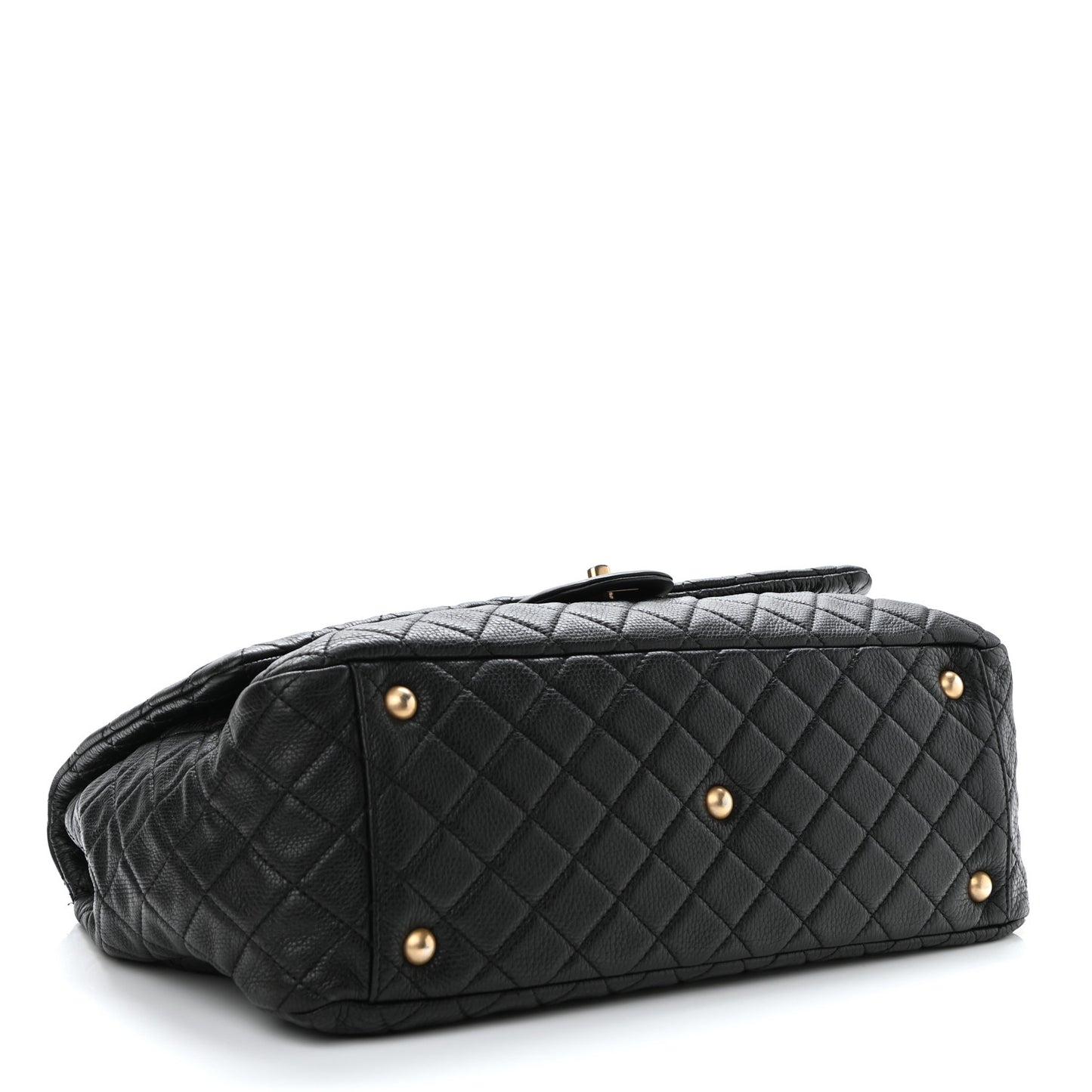 Calfskin Quilted XXL Travel Flap Bag Black