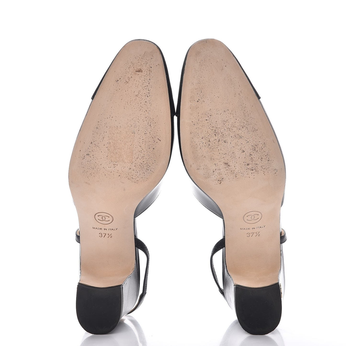 Lambskin Grosgrain Cap Toe CC Slingback Pumps 37.5 Black