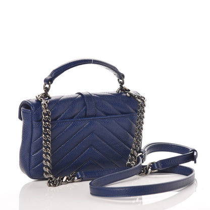 Saint Laurent Sheepskin Matelasse Chevron Monogram College Chain Wallet Royal Blue 3 of 9