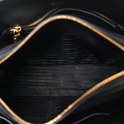 Prada Vitello Daino Soft Zippered Top Handle Bag Black 5 of 9