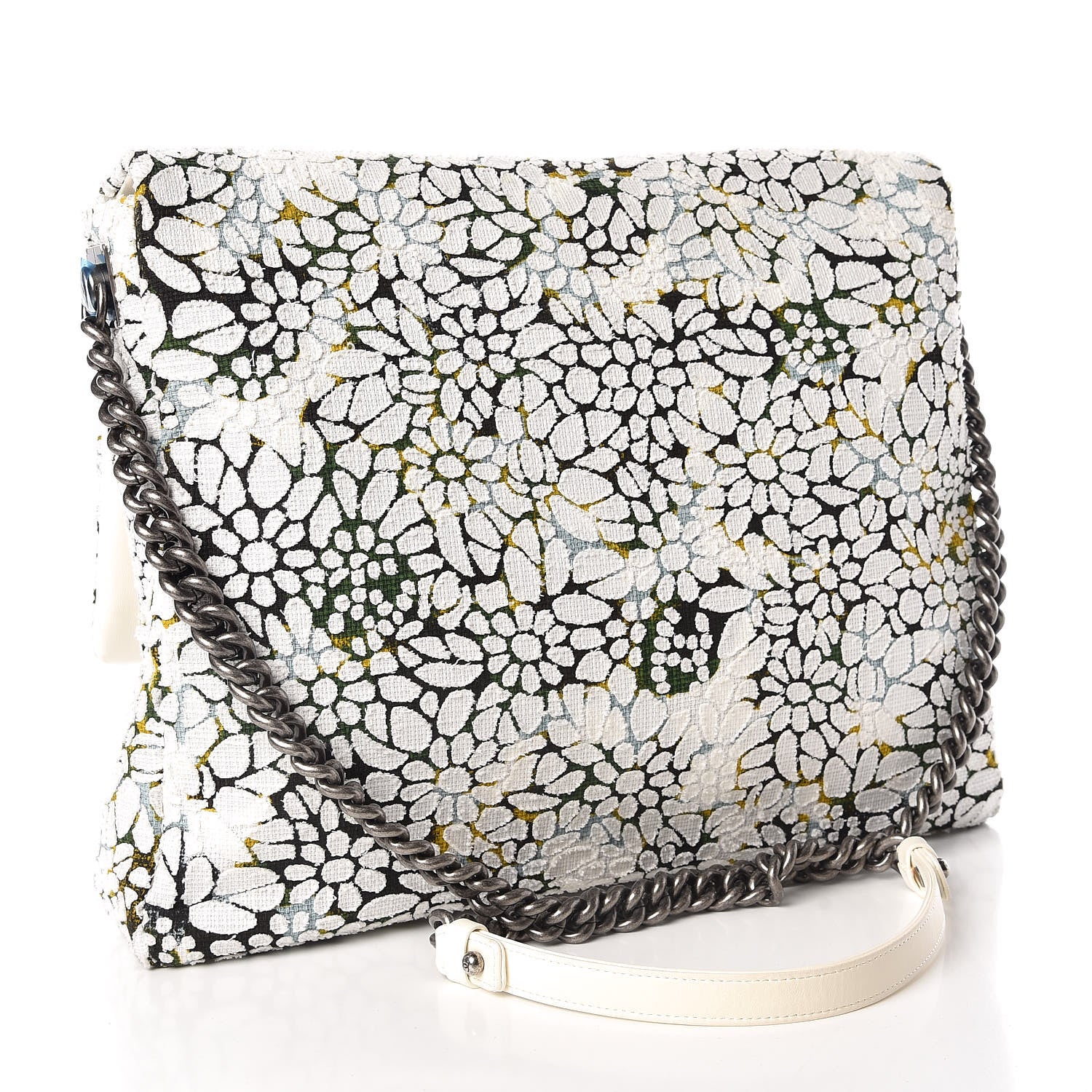 Chanel Tweed Calfskin Floral Messenger Flap Green Black White 3 of 9