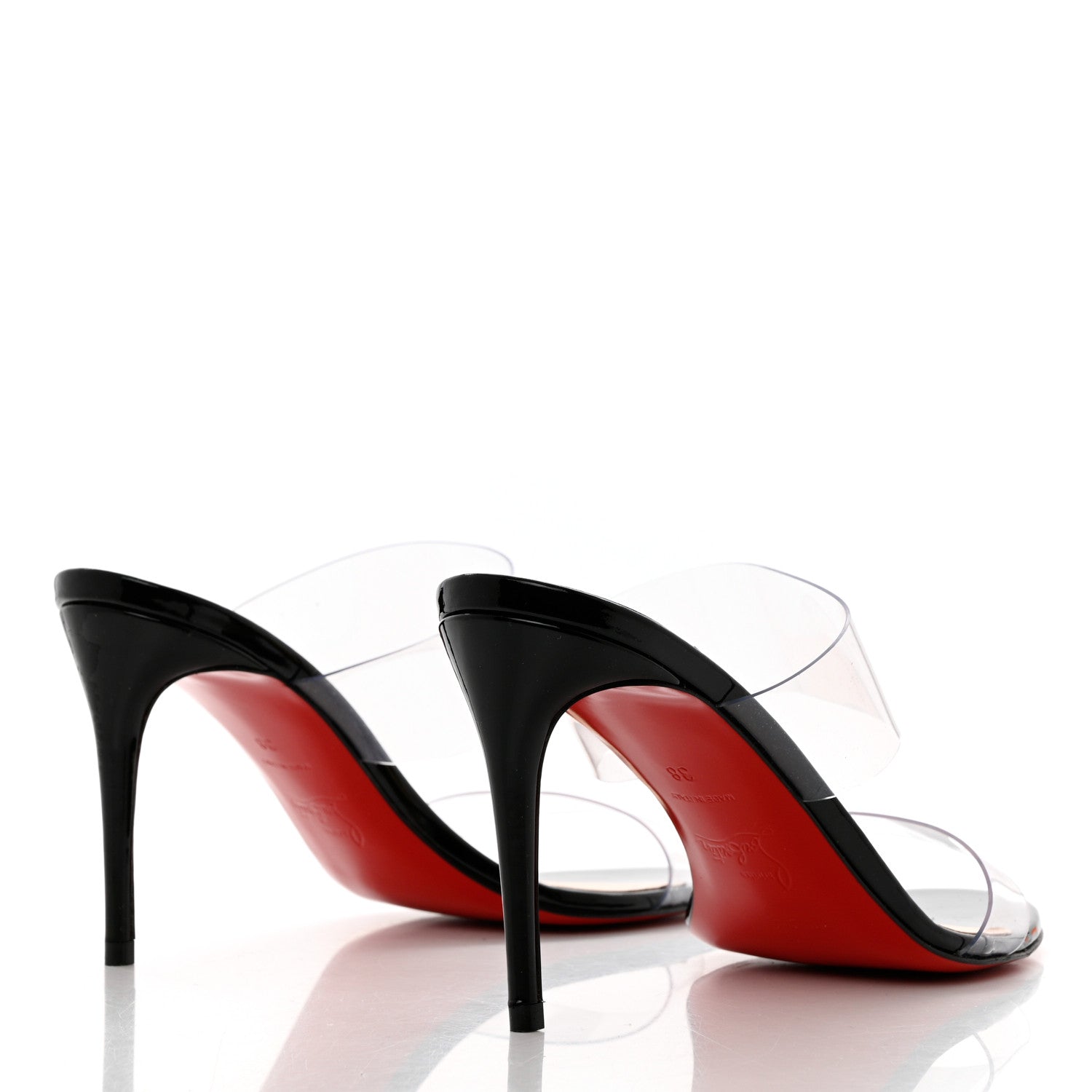 Christian Louboutin Patent PVC Just Nothing 85 Slide Sandals 38 Black 4 of 8