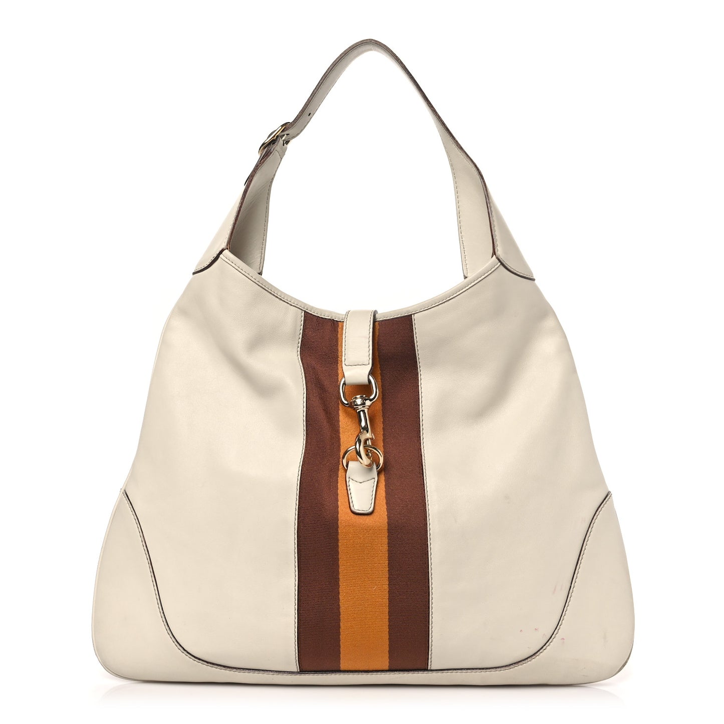 Calfskin Web Large Jackie O Bouvier Hobo White