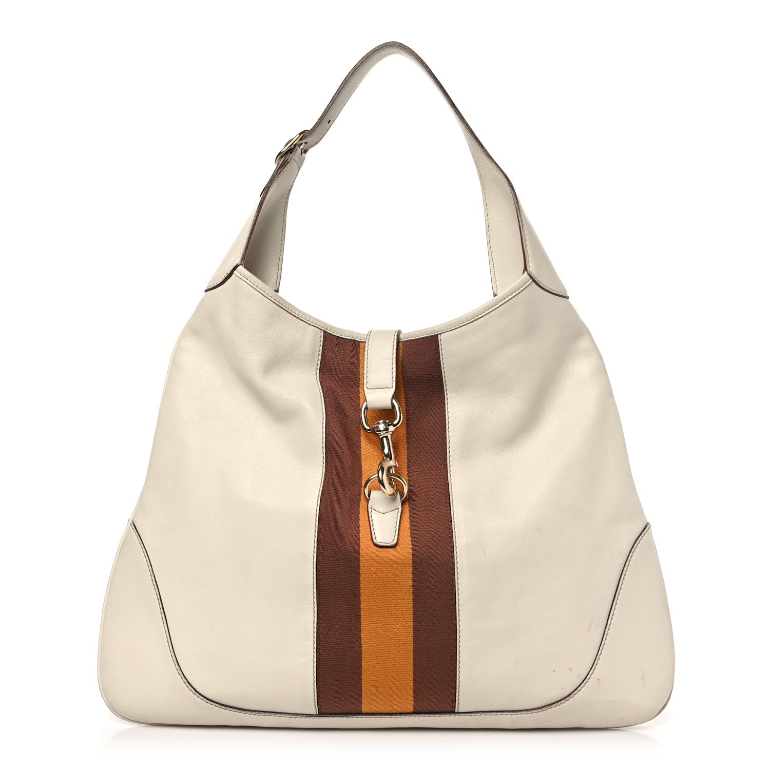Gucci Calfskin Web Large Jackie O Bouvier Hobo White 1 of 13