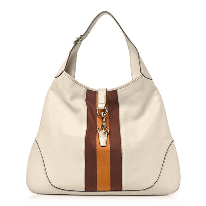 Gucci Calfskin Web Large Jackie O Bouvier Hobo White 1 of 13