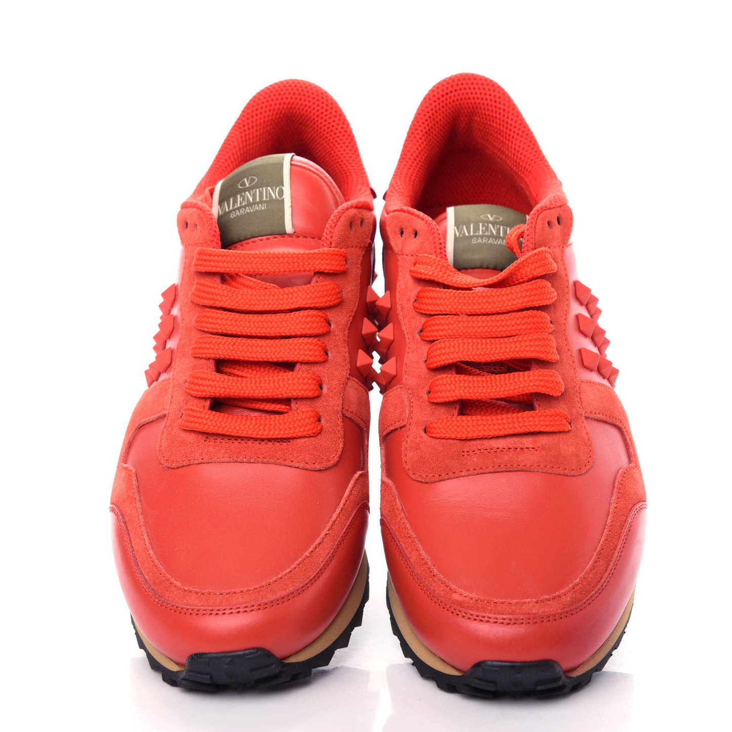 Calfskin Suede Rockstud Sneakers 39 Fragola