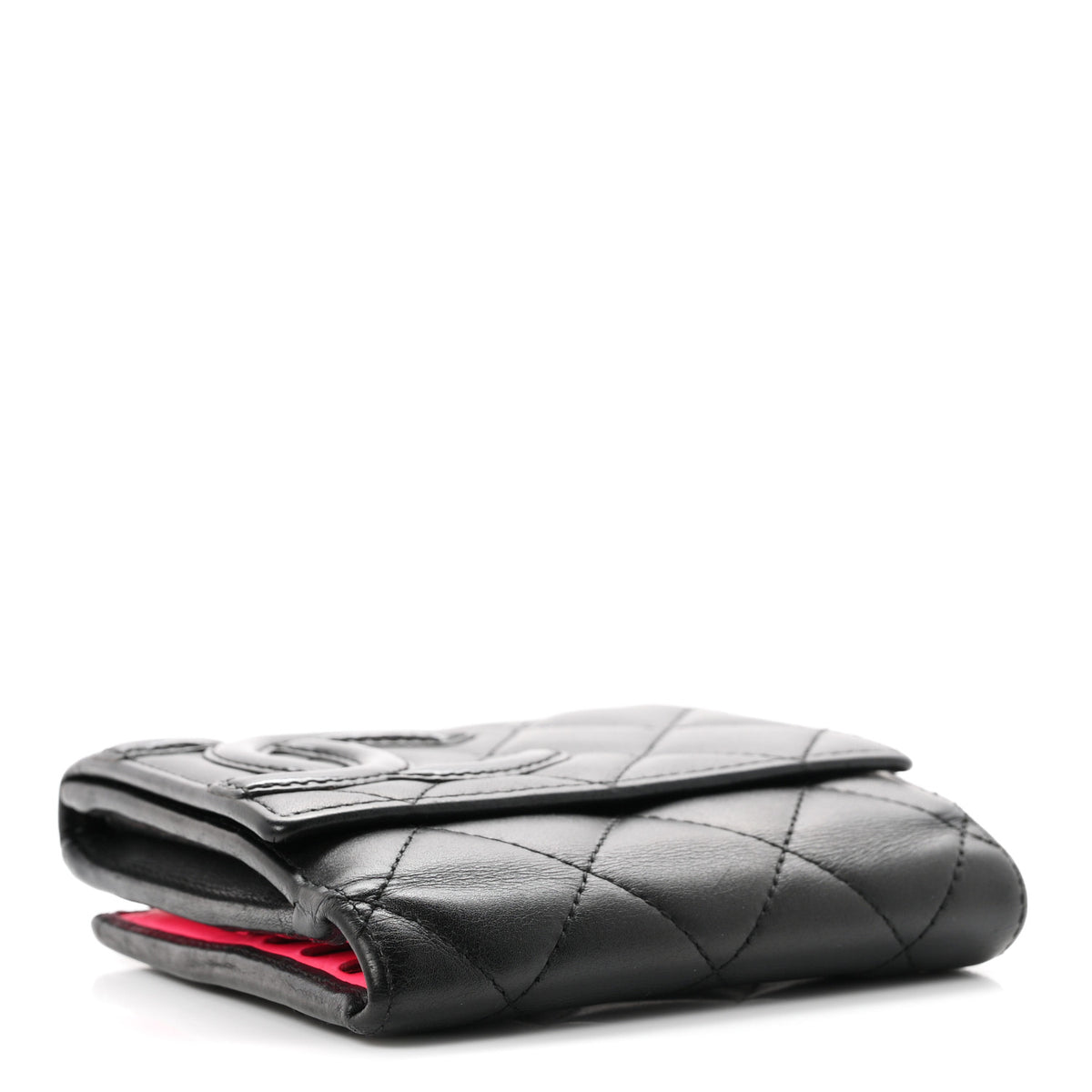 Lambskin Quilted Cambon Flap Wallet Black