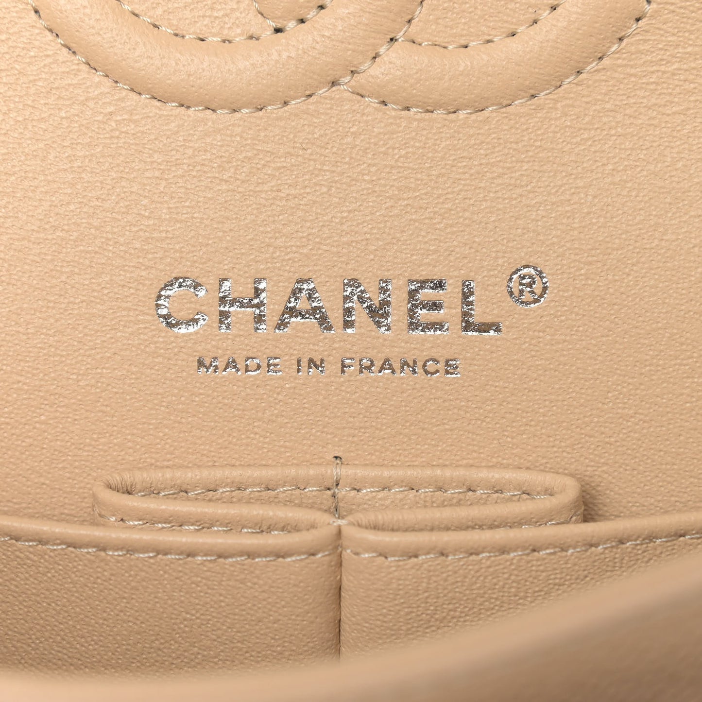 Caviar Quilted Small Double Flap Beige