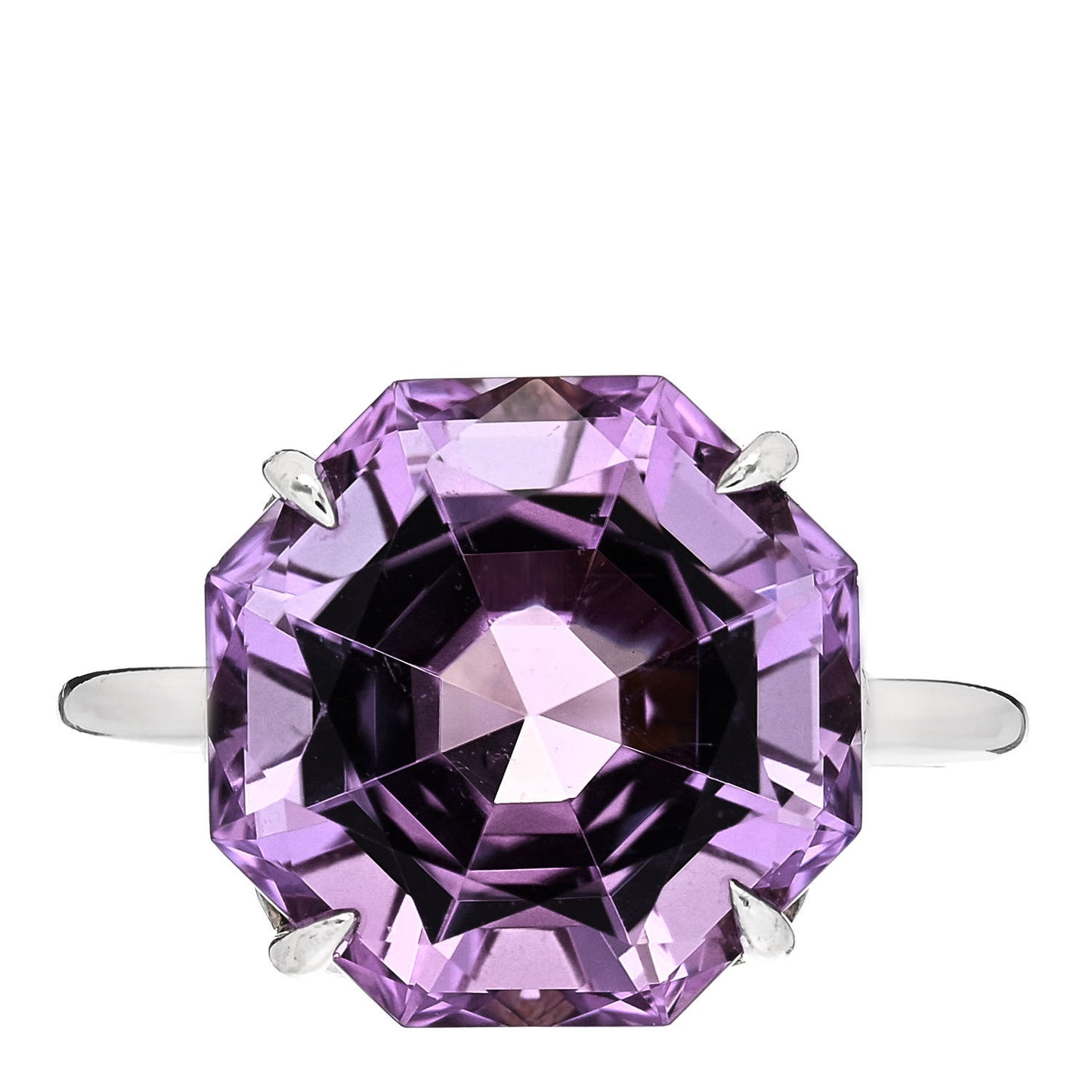 Sterling Silver Amethyst Sparklers Octagonal Cocktail Ring 56 7.5