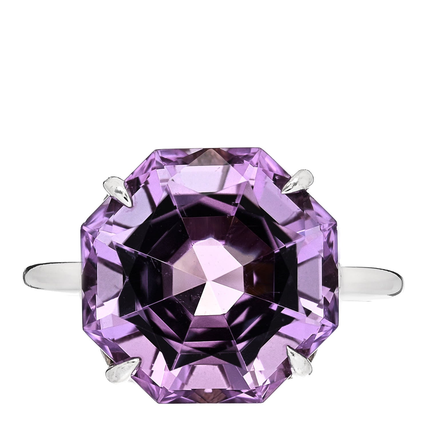 Tiffany Sterling Silver Amethyst Sparklers Octagonal Cocktail Ring 56 7.5 1 of 6