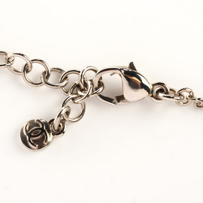 Chanel Crystal CC Pendant Necklace Silver Black 4 of 5