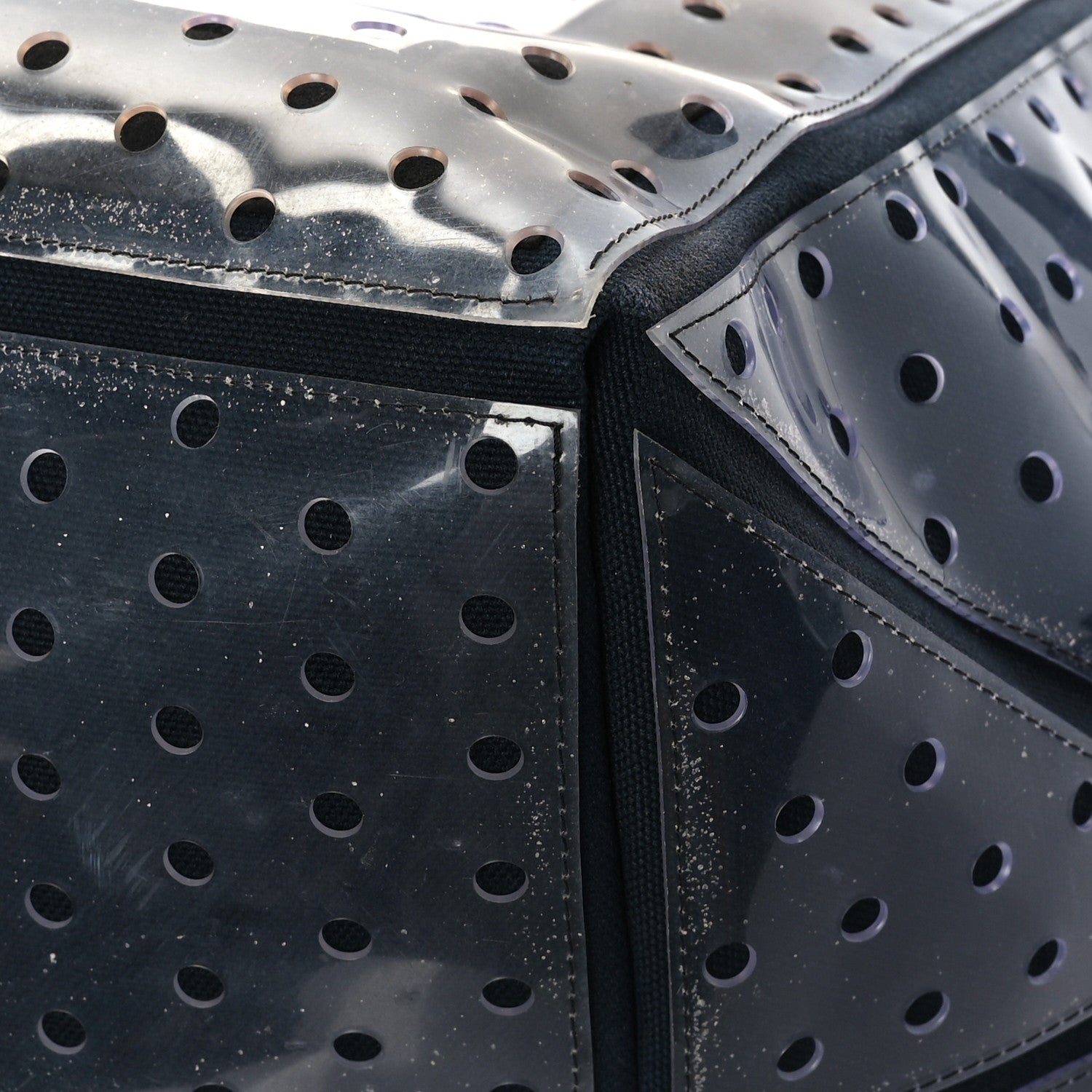 Chanel Canvas Vinyl Perforated CC Tote White Black Dark Navy 9 of 11