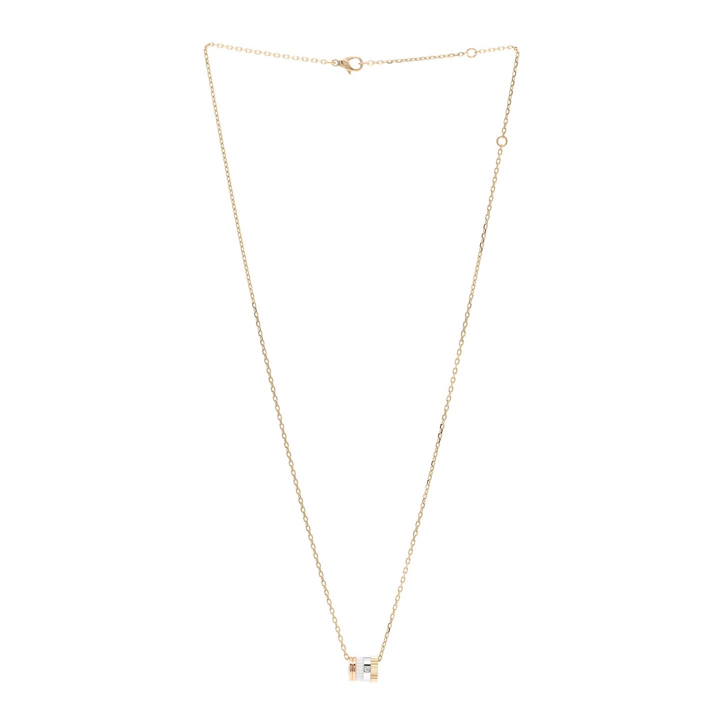 18K White Yellow Rose Gold Diamond Ceramic Quatre Mini Ring Pendant Necklace