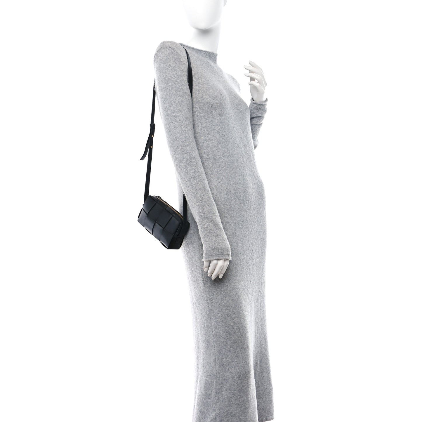 Lambskin Maxi Intreccio Cassette Phone Pouch Crossbody Bag Black