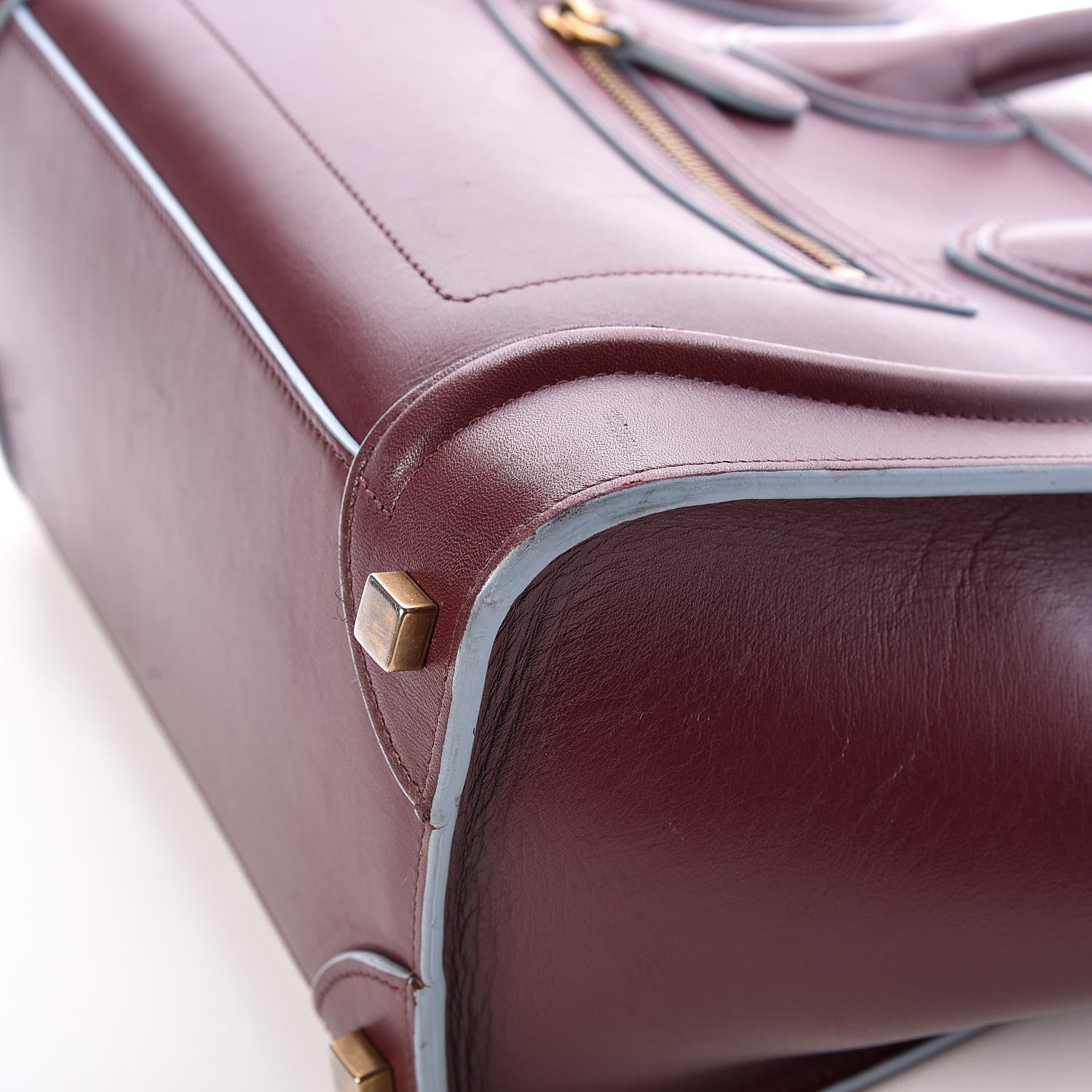 Celine Palmelato Micro Luggage Burgundy Azur Blue 7 of 23