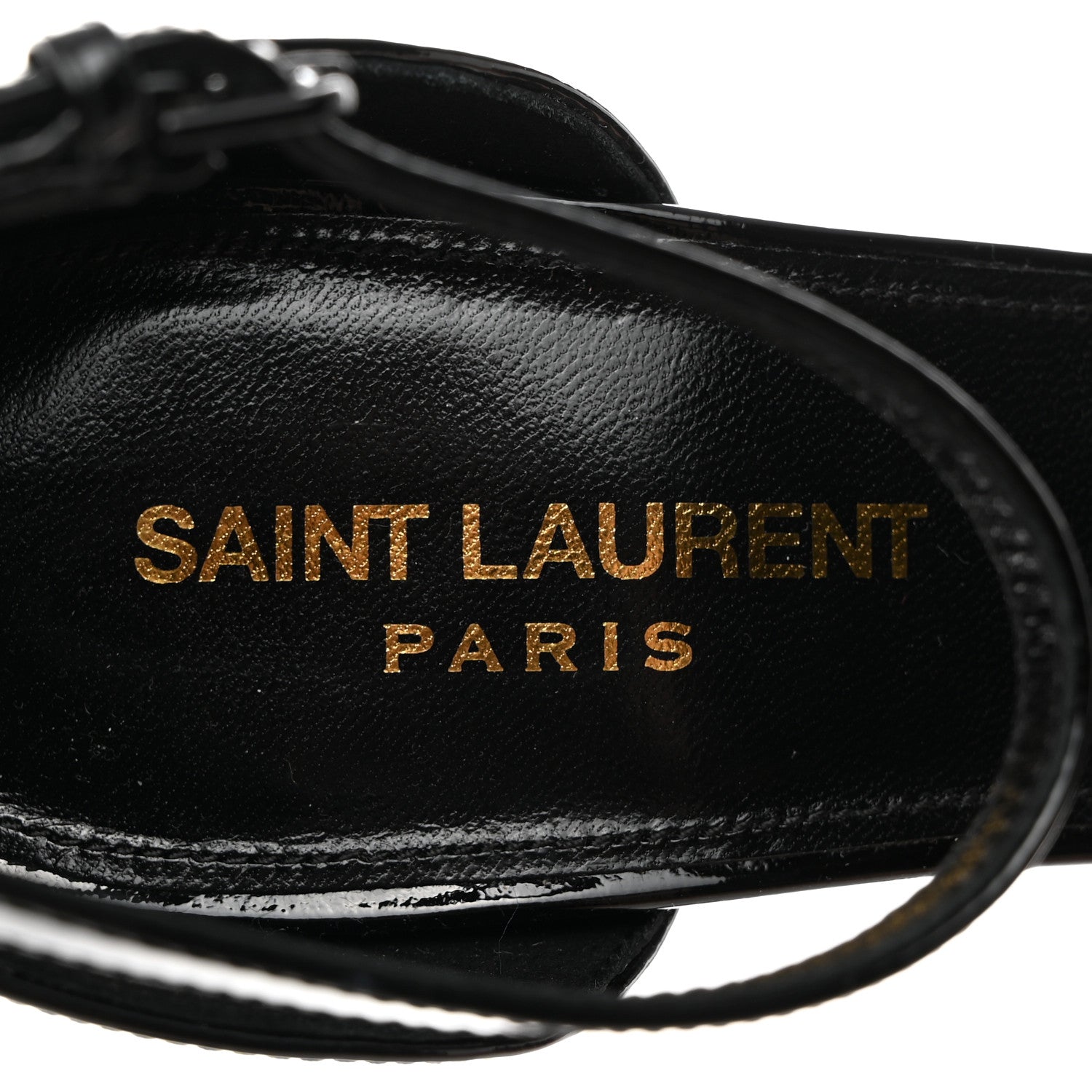 Saint Laurent Patent Calfskin Opyum 110 Sandals 37.5 Black Gold 7 of 8