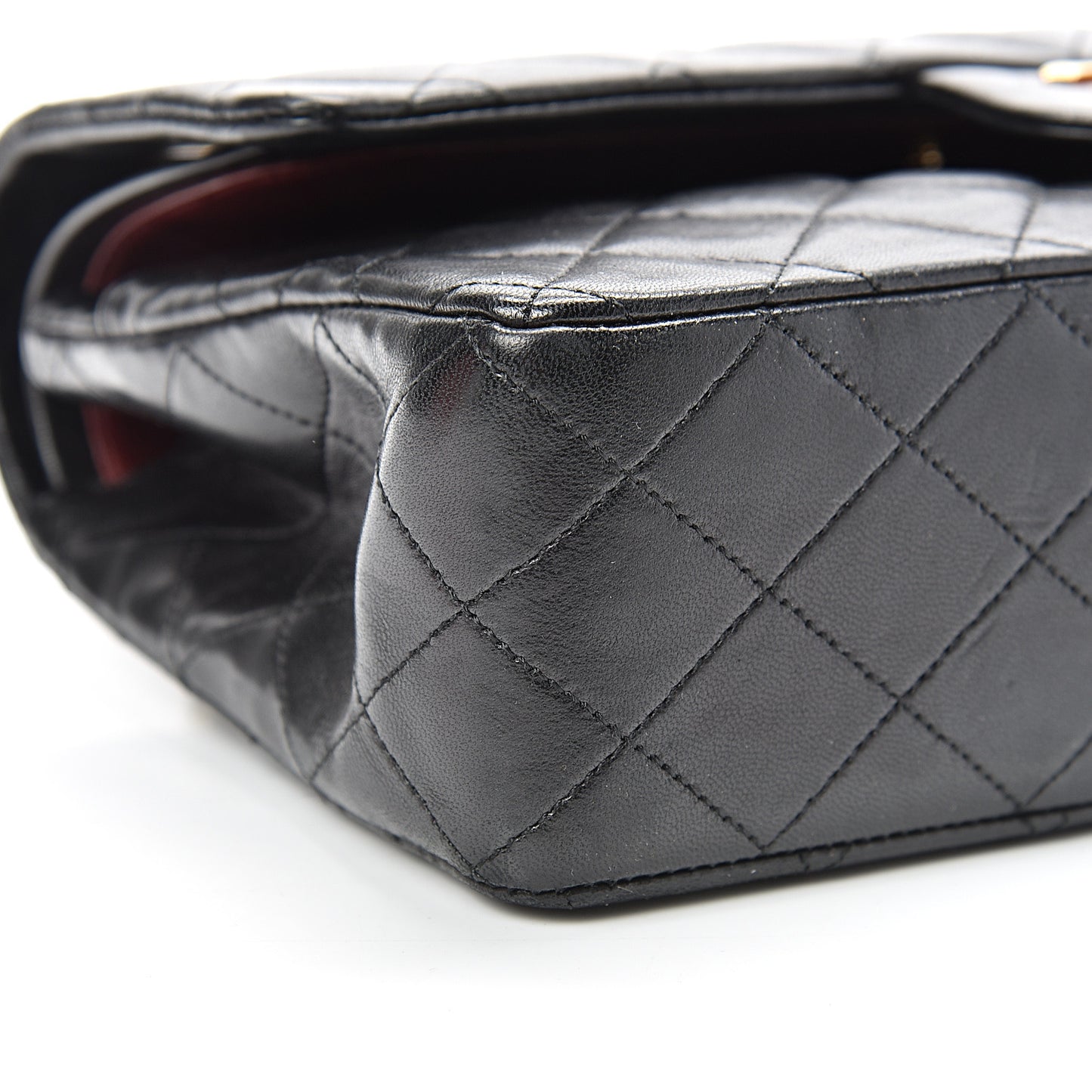 Lambskin Quilted Medium Double Flap Black