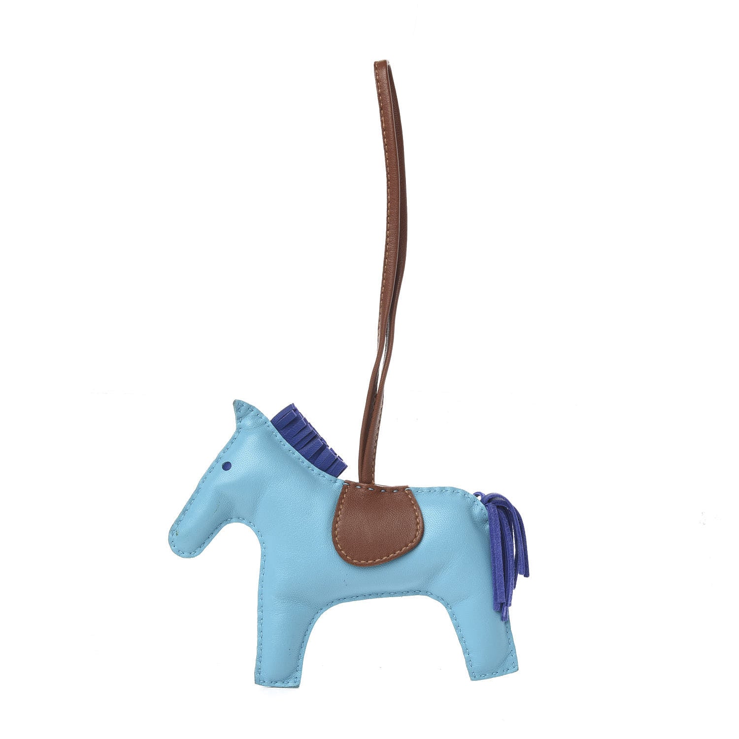 Hermes Milo Lambskin Grigri Rodeo Horse Bag Charm MM Bleu Azteque Bleu Electrique Fauve 1 of 4