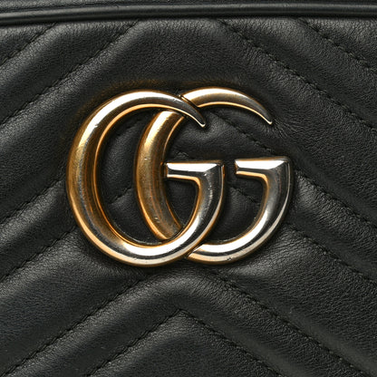 Gucci Calfskin Matelasse Small GG Marmont Chain Shoulder Bag Black 12 of 33