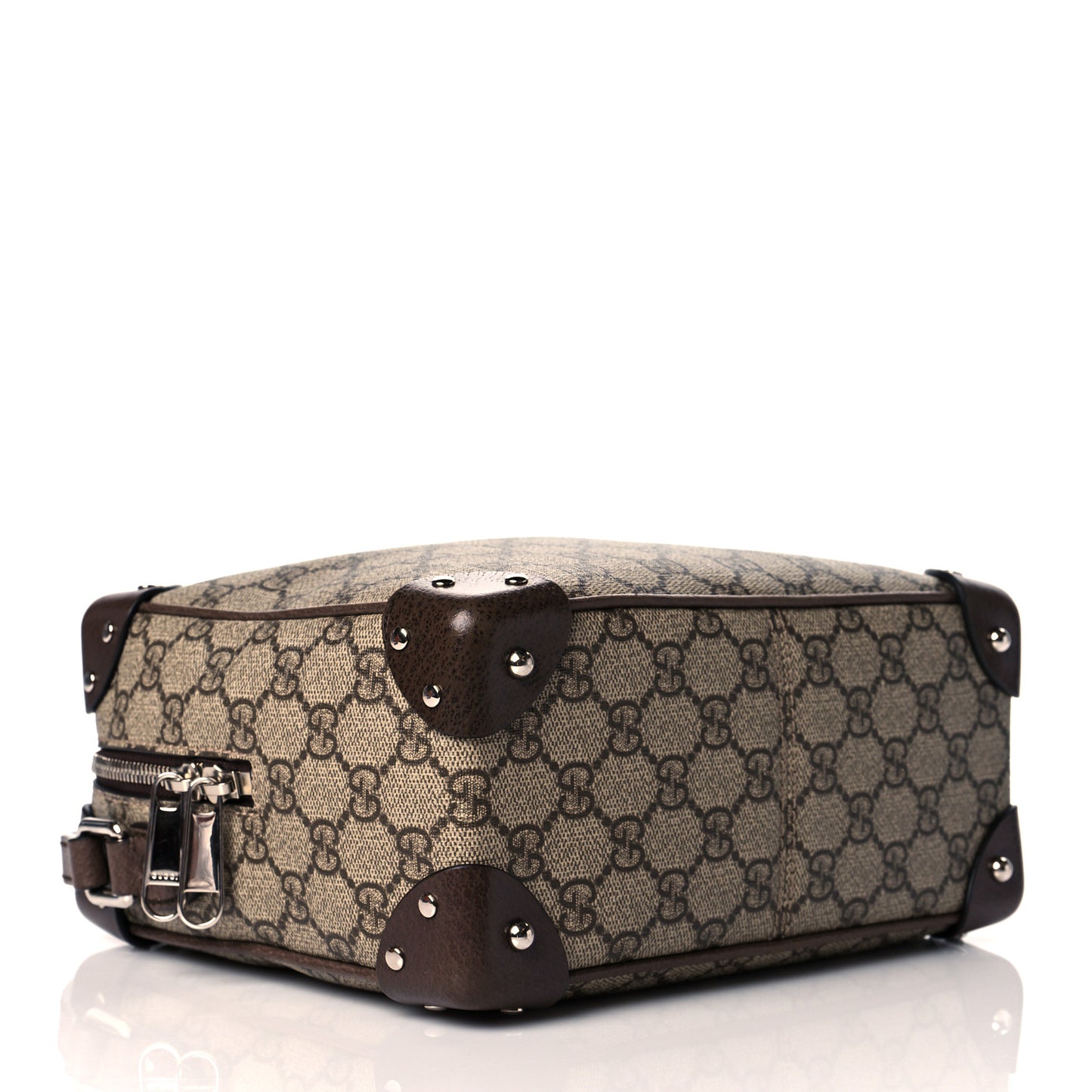 GG Supreme Monogram Textured Calfskin Square Messenger Bag Beige Ebony New Acero