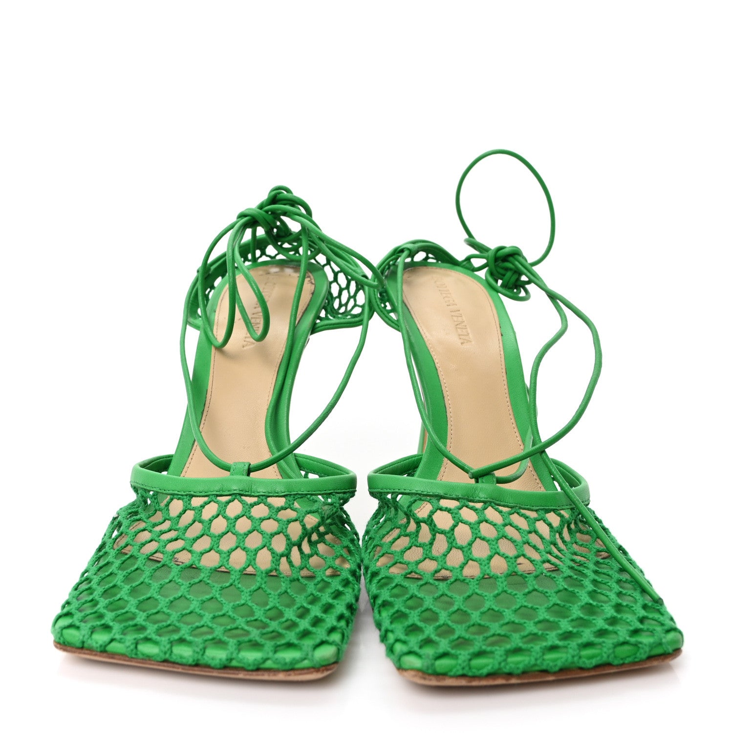 Bottega Veneta Mesh Nappa Stretch Ankle Tie 90mm Sandals 40.5 Grass 3 of 8