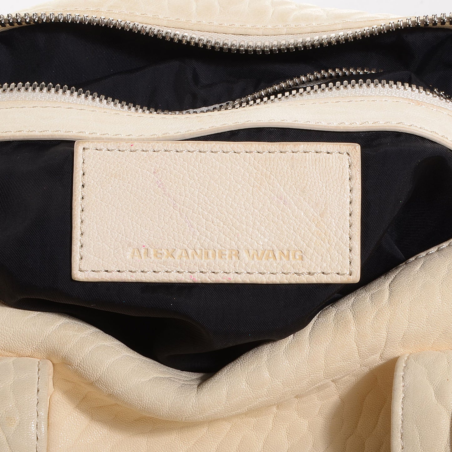 Pebbled Lambskin Rocco Bone w Rhodium Hardware