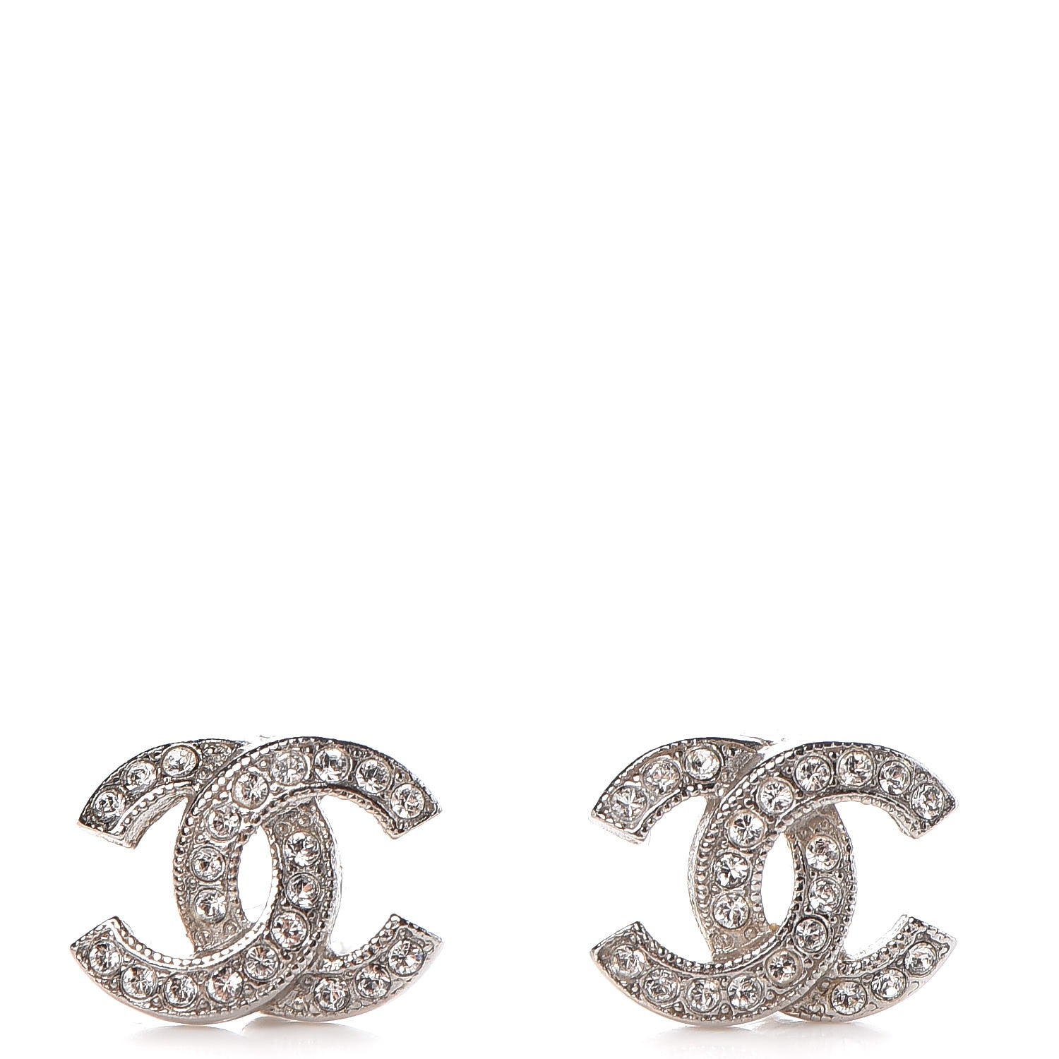 Chanel Crystal Mini CC Earrings Silver 1 of 6