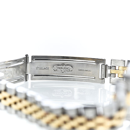 Rolex Stainless Steel 18K Yellow Gold 26mm Oyster Perpetual Datejust Watch White Pyramid Roman 79173 6 of 7