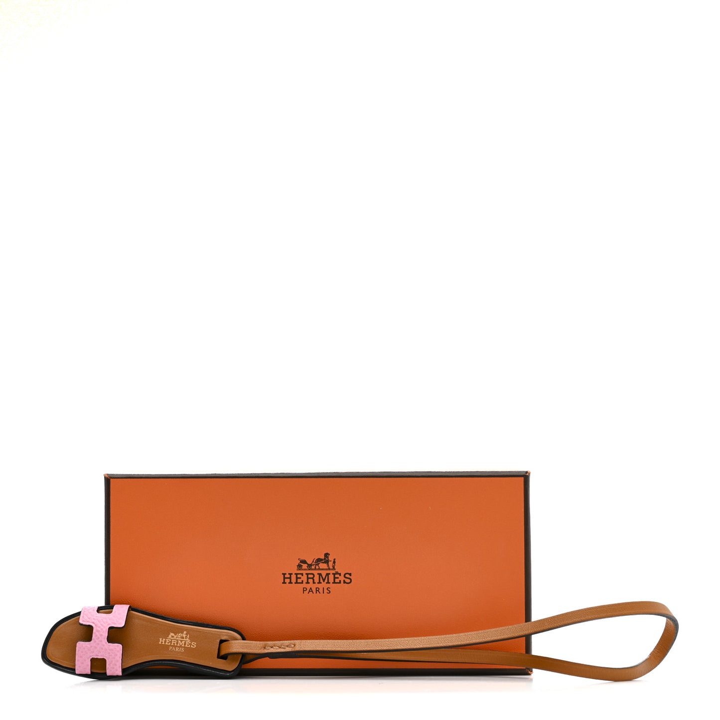 Epsom Butler Calfskin Hunter Oran Nano Bag Charm Rose Confetti Sable