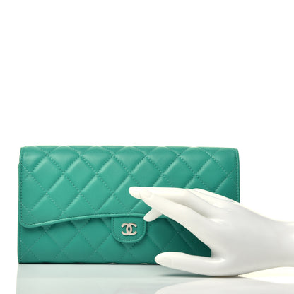 Chanel Lambskin Quilted Travel Wallet Green 3 of 8
