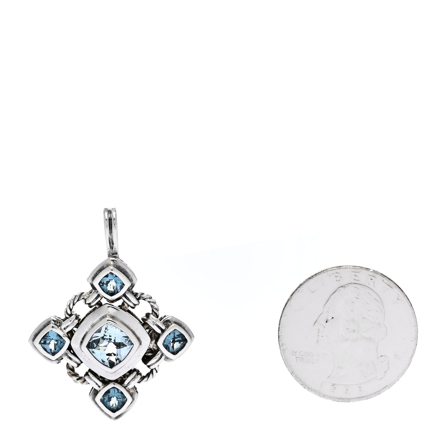 Sterling Silver Blue Topaz Renaissance Cross Enhancer Pendant