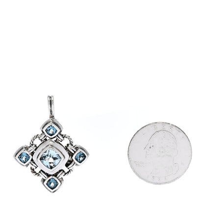 David Yurman Sterling Silver Blue Topaz Renaissance Cross Enhancer Pendant 2 of 4