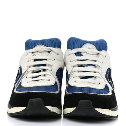 Chanel Suede Calfskin CC Sneakers 40 Blue Black 2 of 9