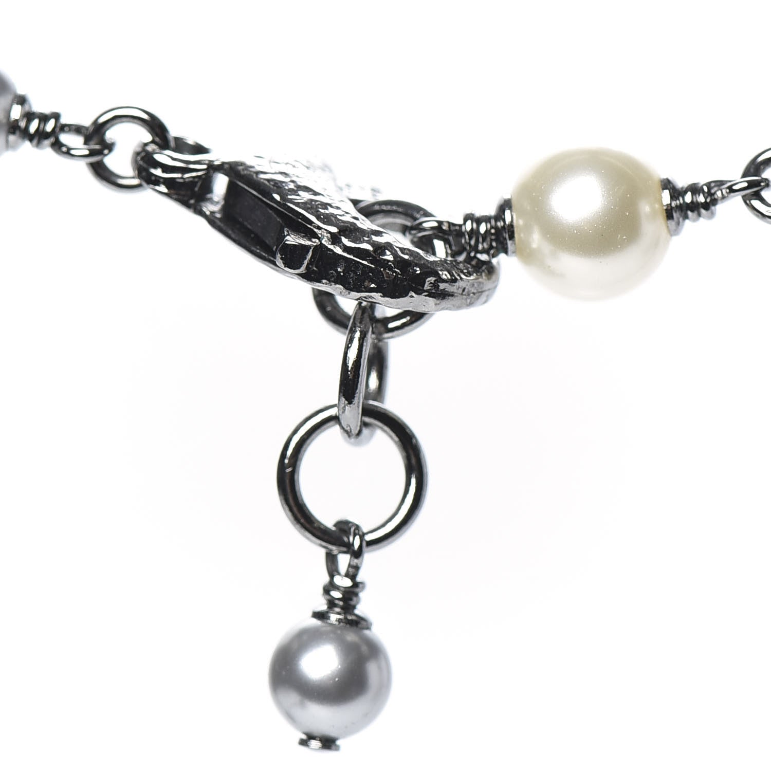 Chanel Beaded CC Short Necklace Ruthenium Black 4 of 6