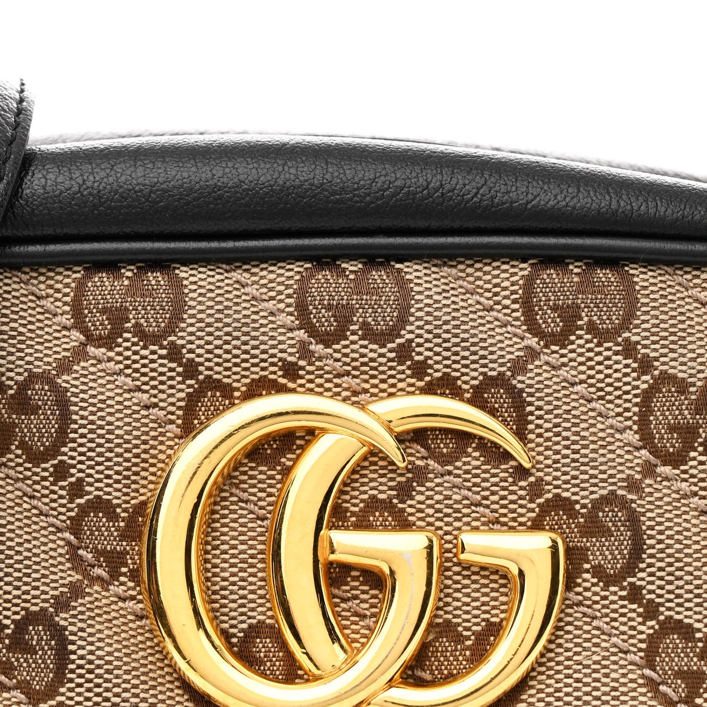 Monogram Matelasse Diagonal Small GG Marmont Chain Shoulder Bag Beige Black