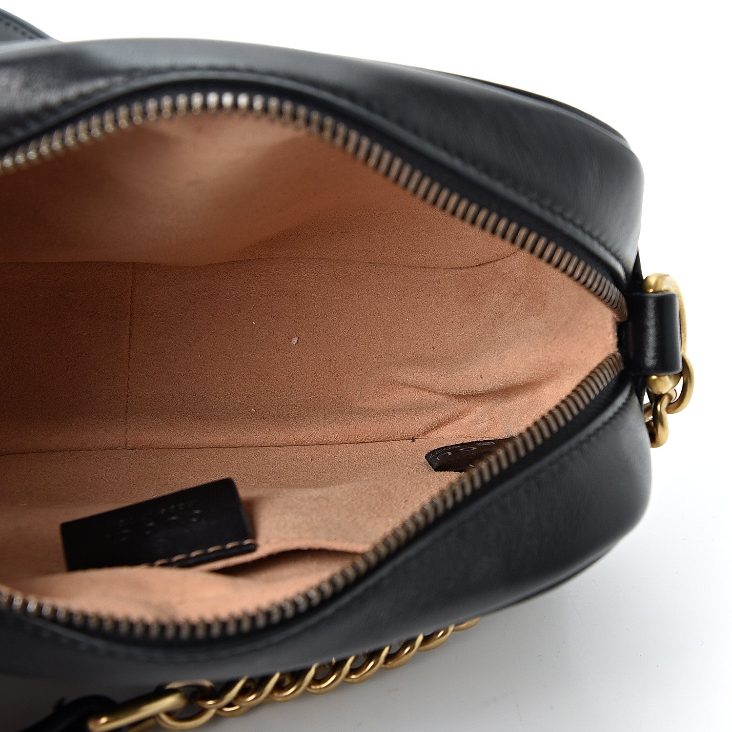 Gucci Calfskin Matelasse Mini GG Marmont Chain Shoulder Bag Black 4 of 10