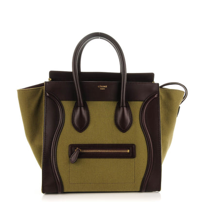 Celine Canvas Smooth Calfskin Mini Luggage Olive 1 of 8