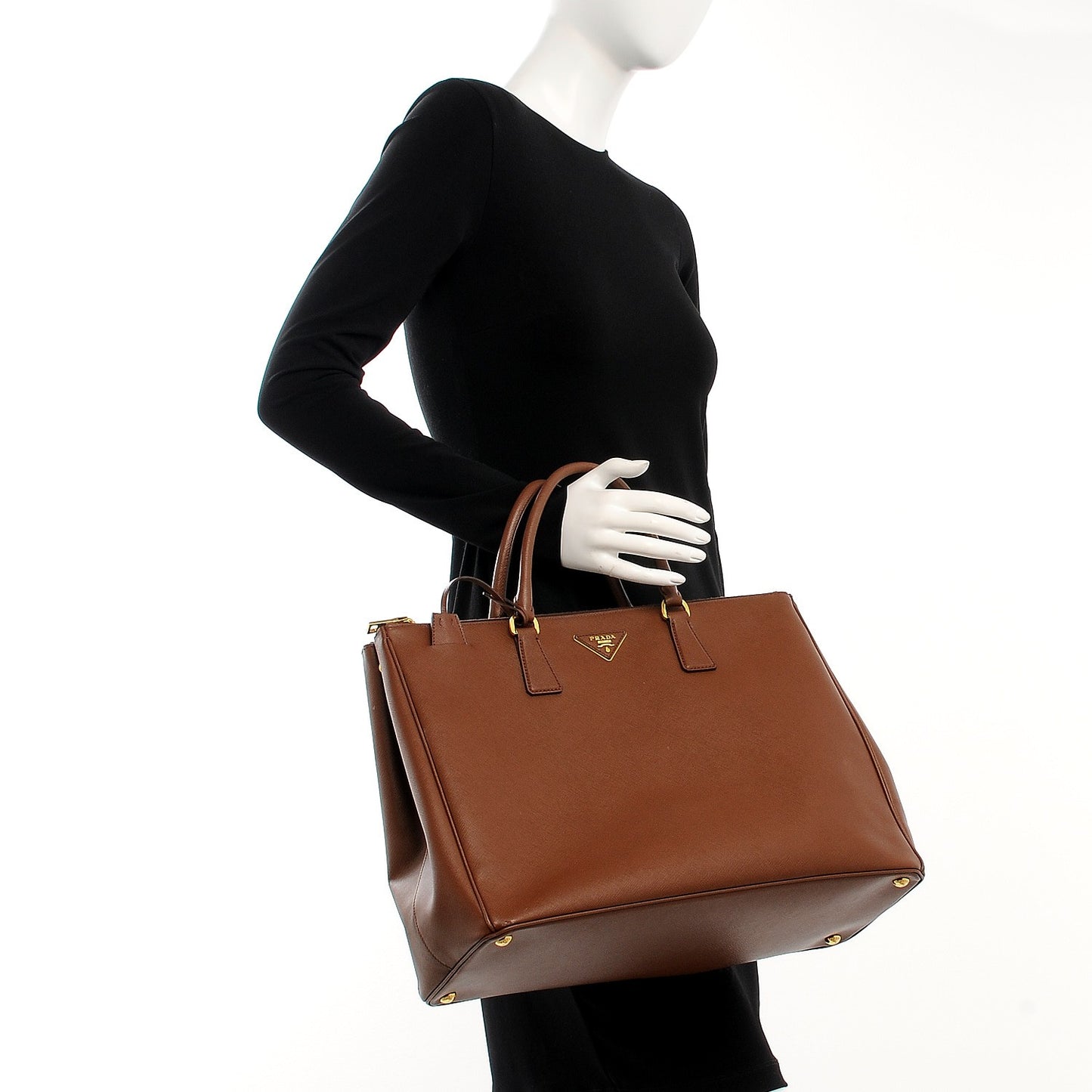 Saffiano Lux Extra Large Galleria Double Zip Tote Cannella