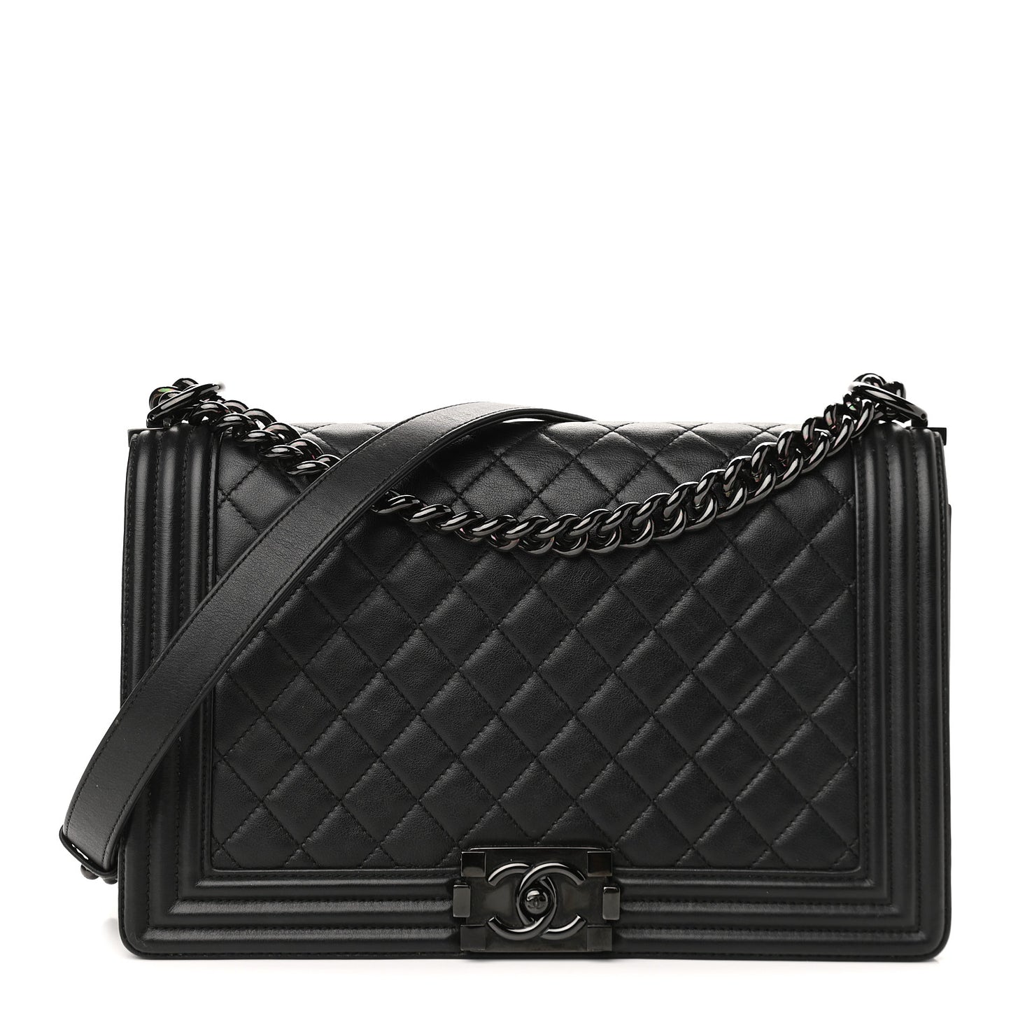 Calfskin Quilted New Medium Boy Flap So Black