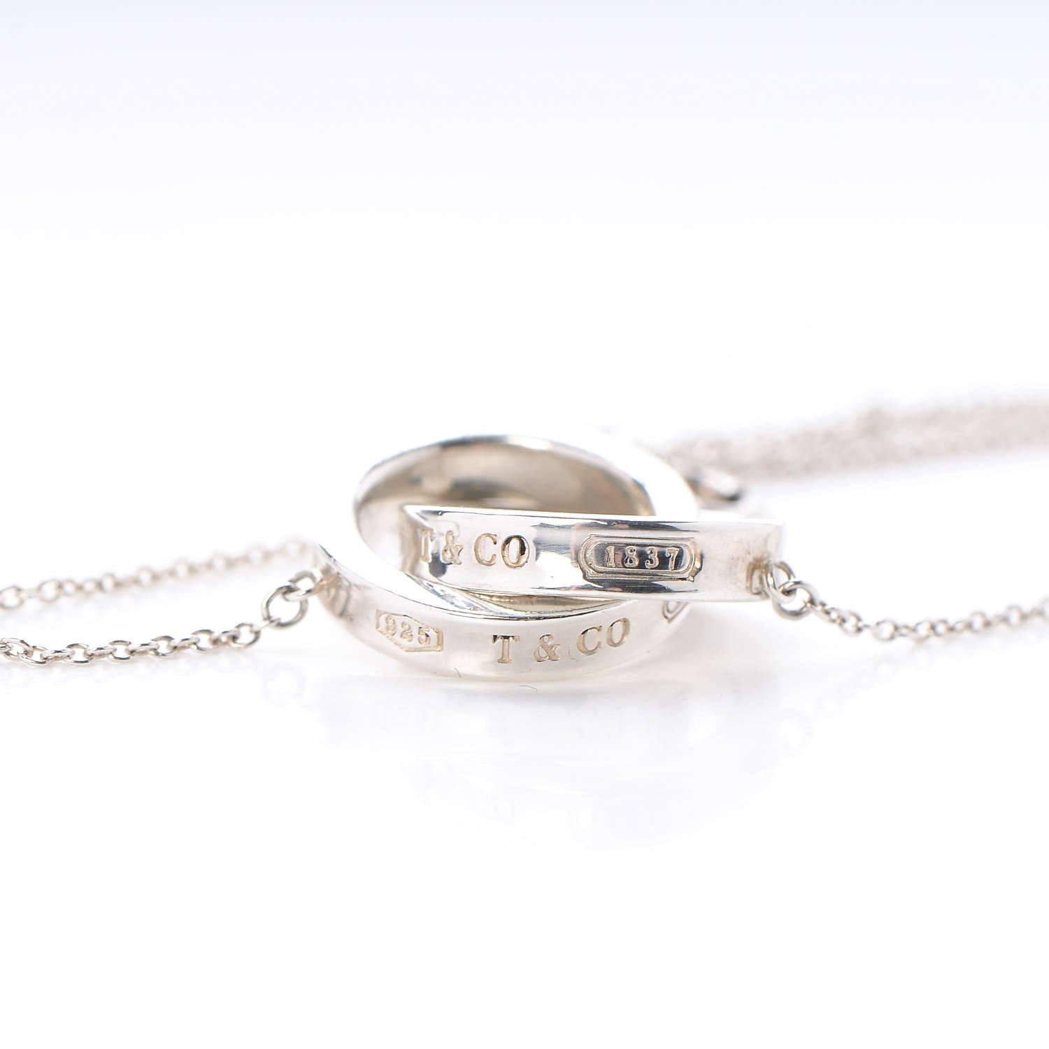 Tiffany Sterling Silver 1837 Interlocking Circles Pendant Necklace 5 of 9