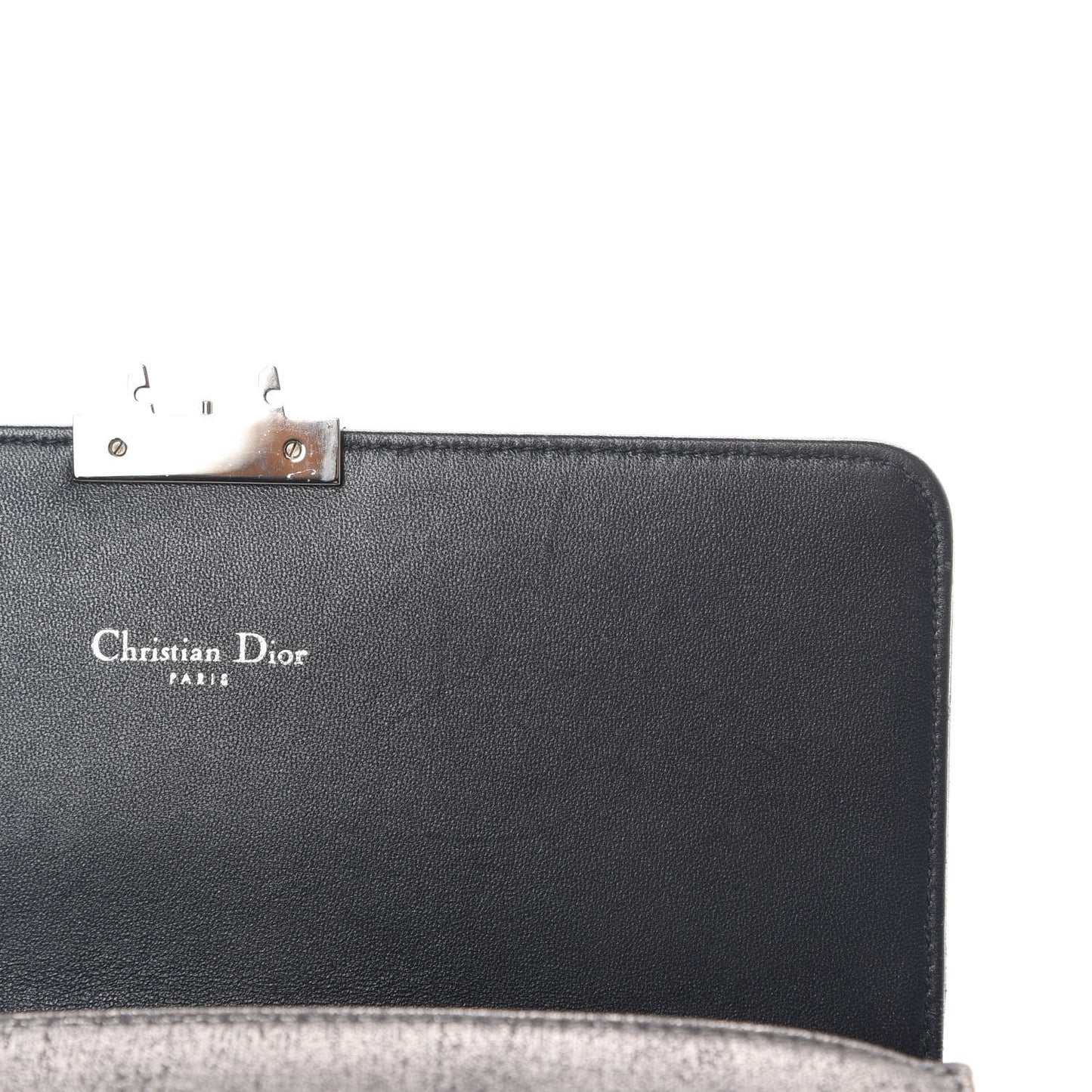 Metallic Brushed Calfskin Miss Dior Promenade Pouch Gunmetal