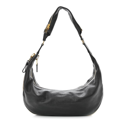 Tom Ford Grained Calfskin Zip Hobo Black 1 of 9