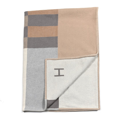 Hermes Wool Cashmere H Casaque Blanket Sable Ecru 2 of 3